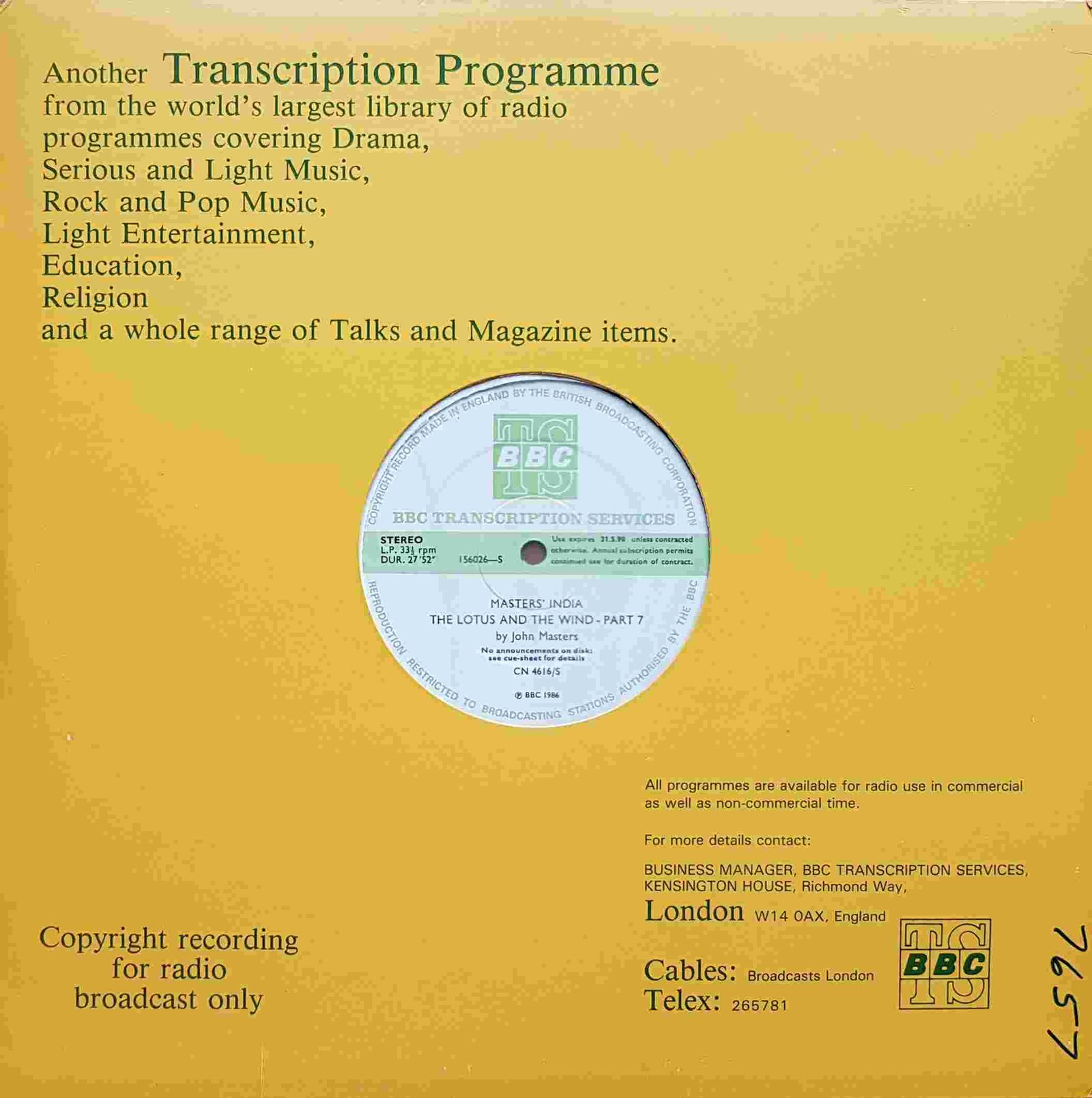 Picture of CN 4616 S 4 Masters' India The lotus and the wind - Parts 7 & 8 by artist John Masters